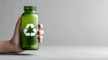 Delicate human hand holding translucent green gemstone