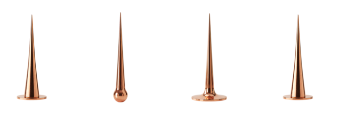 Copper Lightning Rod Spike on Transparent Background


