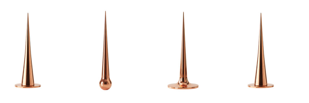 Copper Lightning Rod Spike on Transparent Background

