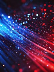 Fototapeta premium Abstract red and blue light streaks with bright dots creating a dynamic space effect