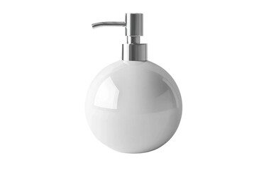 Minimalist white ceramic soap dispenser levitating with elegant clean lines and modern style isolated on transparent background PNG