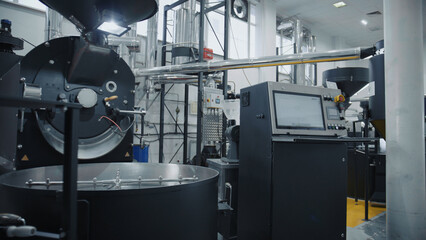 Coffee roasting machine processing aromatic coffee