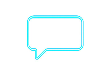 Naklejka premium Bright blue neon light speech bubble frame glowing on transparent background, perfect for communication and message concepts
