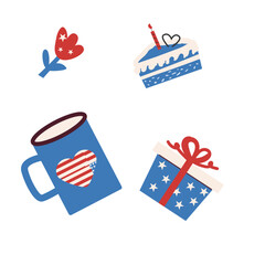 Obraz premium Festive fourth of july celebration with patriotic decorations and gifts.