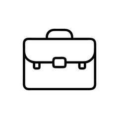 Minimalist Silhouette Icon of a Business Briefcase with Handle and Buckle, Simple Black Line Art Design on White Background Representing Business, Work, Office, Corporate, and Professional Career Conc