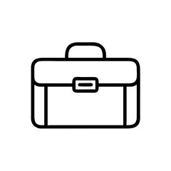 Minimalist Silhouette Icon of a Business Briefcase with Handle and Buckle, Simple Black Line Art Design on White Background Representing Business, Work, Office, Corporate, and Professional Career Conc