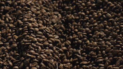 Roasted coffee beans forming a textured background