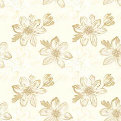 Elegant floral watercolor seamless pattern captivates with soft tones