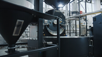 Coffee roasting machine processing aromatic coffee