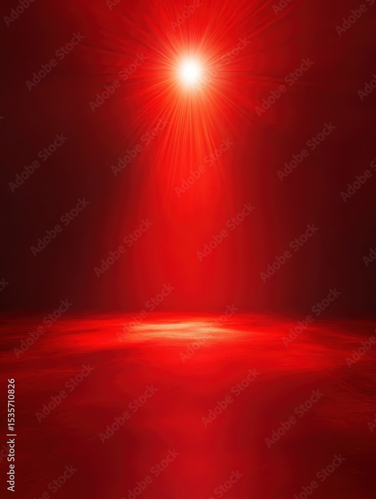 Poster red background with a bright red light shining on it. the light is creating a sense of movement and 