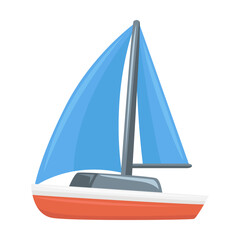 Sailboat Sign Emoji Icon Illustration. Yatch Vector Symbol Emoticon Design Clip Art Sign Comic Style.