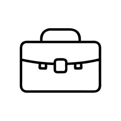 Minimalist Silhouette Icon of a Business Briefcase with Handle and Buckle, Simple Black Line Art Design on White Background Representing Business, Work, Office, Corporate, and Professional Career Conc