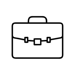 Minimalist Silhouette Icon of a Business Briefcase with Handle and Buckle, Simple Black Line Art Design on White Background Representing Business, Work, Office, Corporate, and Professional Career Conc
