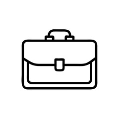 Minimalist Silhouette Icon of a Business Briefcase with Handle and Buckle, Simple Black Line Art Design on White Background Representing Business, Work, Office, Corporate, and Professional Career Conc