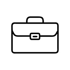 Minimalist Silhouette Icon of a Business Briefcase with Handle and Buckle, Simple Black Line Art Design on White Background Representing Business, Work, Office, Corporate, and Professional Career Conc
