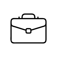 Minimalist Silhouette Icon of a Business Briefcase with Handle and Buckle, Simple Black Line Art Design on White Background Representing Business, Work, Office, Corporate, and Professional Career Conc