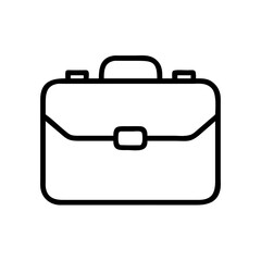 Minimalist Silhouette Icon of a Business Briefcase with Handle and Buckle, Simple Black Line Art Design on White Background Representing Business, Work, Office, Corporate, and Professional Career Conc