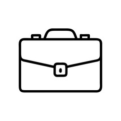 Minimalist Silhouette Icon of a Business Briefcase with Handle and Buckle, Simple Black Line Art Design on White Background Representing Business, Work, Office, Corporate, and Professional Career Conc