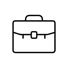 Minimalist Silhouette Icon of a Business Briefcase with Handle and Buckle, Simple Black Line Art Design on White Background Representing Business, Work, Office, Corporate, and Professional Career Conc
