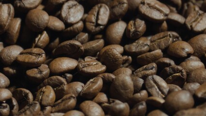 Roasted coffee beans forming a textured background