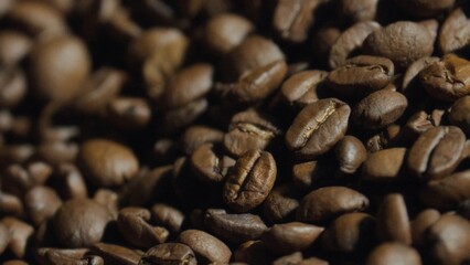 Roasted coffee beans forming a textured background