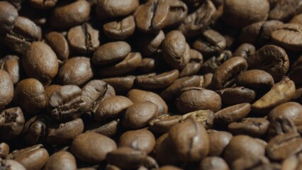 Roasted coffee beans forming a textured background