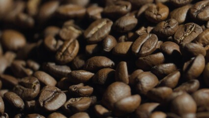 Roasted coffee beans forming a textured background