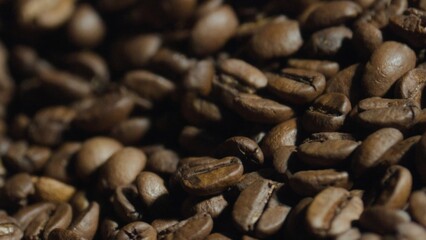 Roasted coffee beans forming a textured background