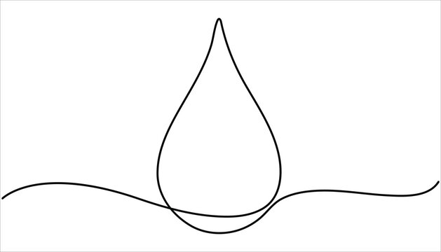 Water drop continuous one line drawing illustration. Doodle vector illustration, One line continuous waterdrop. 