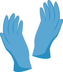 Medical protective latex gloves in blue color. Vector illustration with transparent background.