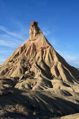 Rock sandstone and clay formations in the half desert of Bardenas Reales in the Navarra province of Spain
