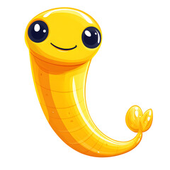 Fototapeta premium Cheerful yellow snake cartoon creature with a smile.