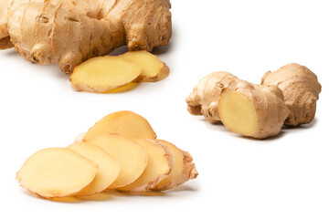 Ginger root isolated on white background.