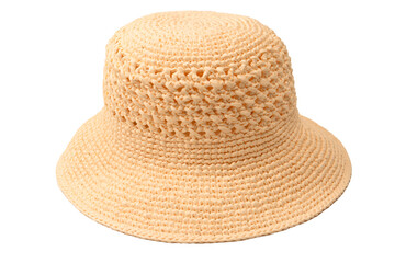 Straw summer hat with isolated on white background.