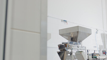 Coffee bean packaging machine operating in food