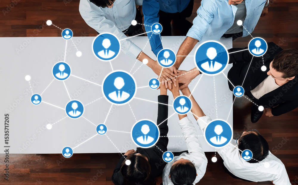 Poster a diverse group of professionals collaborates during a networking event, fostering connections and s