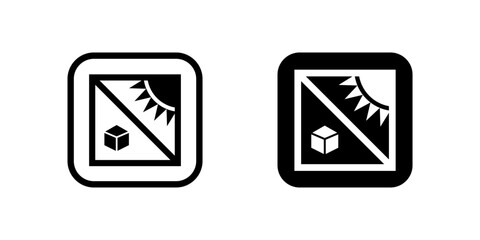 Protect from heat symbol icons, vital for packaging temperature-sensitive products like electronics, chemicals, and certain foods.