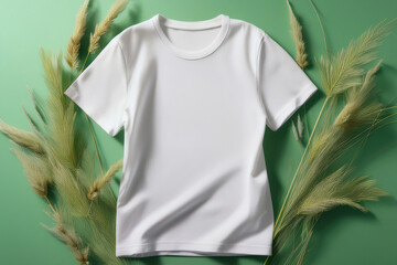 T-Shirt with Some Grasses Green Background