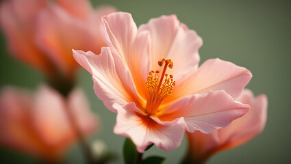 Obraz premium Bright and vivid close-up of Royal Poinciana flower showing intricate pink and orange petal textures