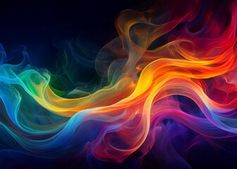 Generated Image Abstract Rainbow Wave Black