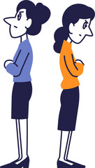 Female Conflict and Cold Silence – Two Women Back to Back, Arms Crossed