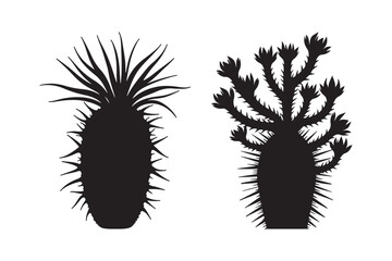 Unique Cactus Silhouette Art Vector Exotic Desert Plant Illustration