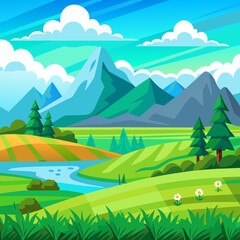 Obraz premium landscape with mountains and blue sky