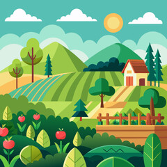 Obraz premium vector illustration of a village