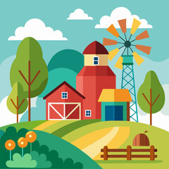 rural landscape with houses