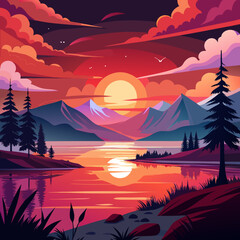 vector illustration of a tropical landscape