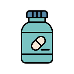 Colorful Medicine Bottle with Pills: Healthcare Icon