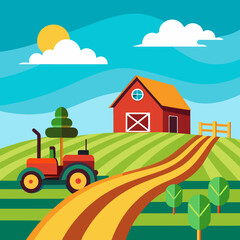 Fototapeta premium rural landscape with a house