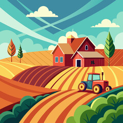 Naklejka premium rural landscape with farm