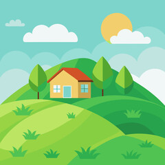 Naklejka premium house on the hill